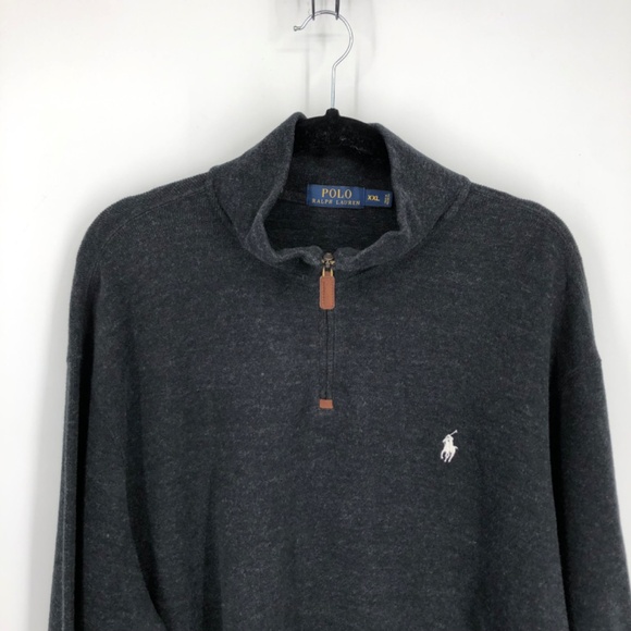 Polo‎ Ralph Lauren Mens Sweatshirt Size XXL Charcoal Gray 1/4 Zip Soft Cotton - Picture 2 of 14